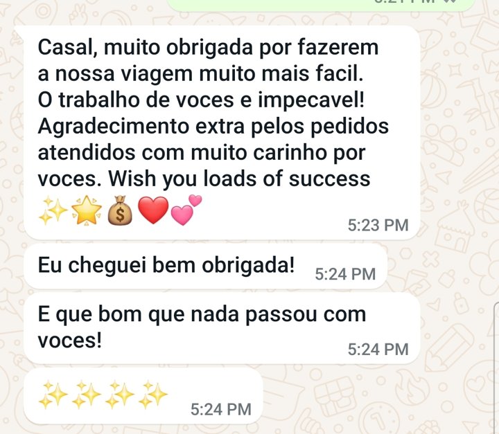 Conversa de WhatsApp: cliente agradece por terem feito a viagem muito mais fácil